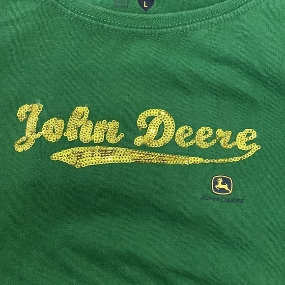 John‎ Deere Women’s Bling Logo Short Sleeve T-Shirt Size Large - Picture 1 of 8